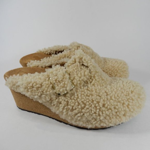 PAPILLIO Birkenstock Fanny Teddy Shearling Wedge Mule CLOG EU 40 9 9.5 NEW $190 - Picture 2 of 11